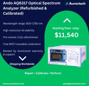 Ando AQ6317 Optical Spectrum Analyzer (OSA) for sale at $11,540. Tested, calibrated, refurbished unit. Buy online with warranty & fast shipping.