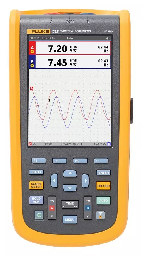 Fluke 125B Industrial ScopeMeter Hand-Held Oscilloscope with AC clamp, 40 MHz