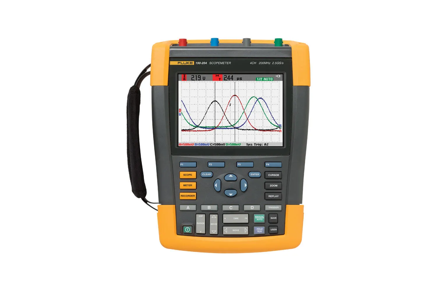Fluke 190-204 – 200 MHz ScopeMeter Series II Handheld 4-Channel, 2.5 GS/s Oscilloscope